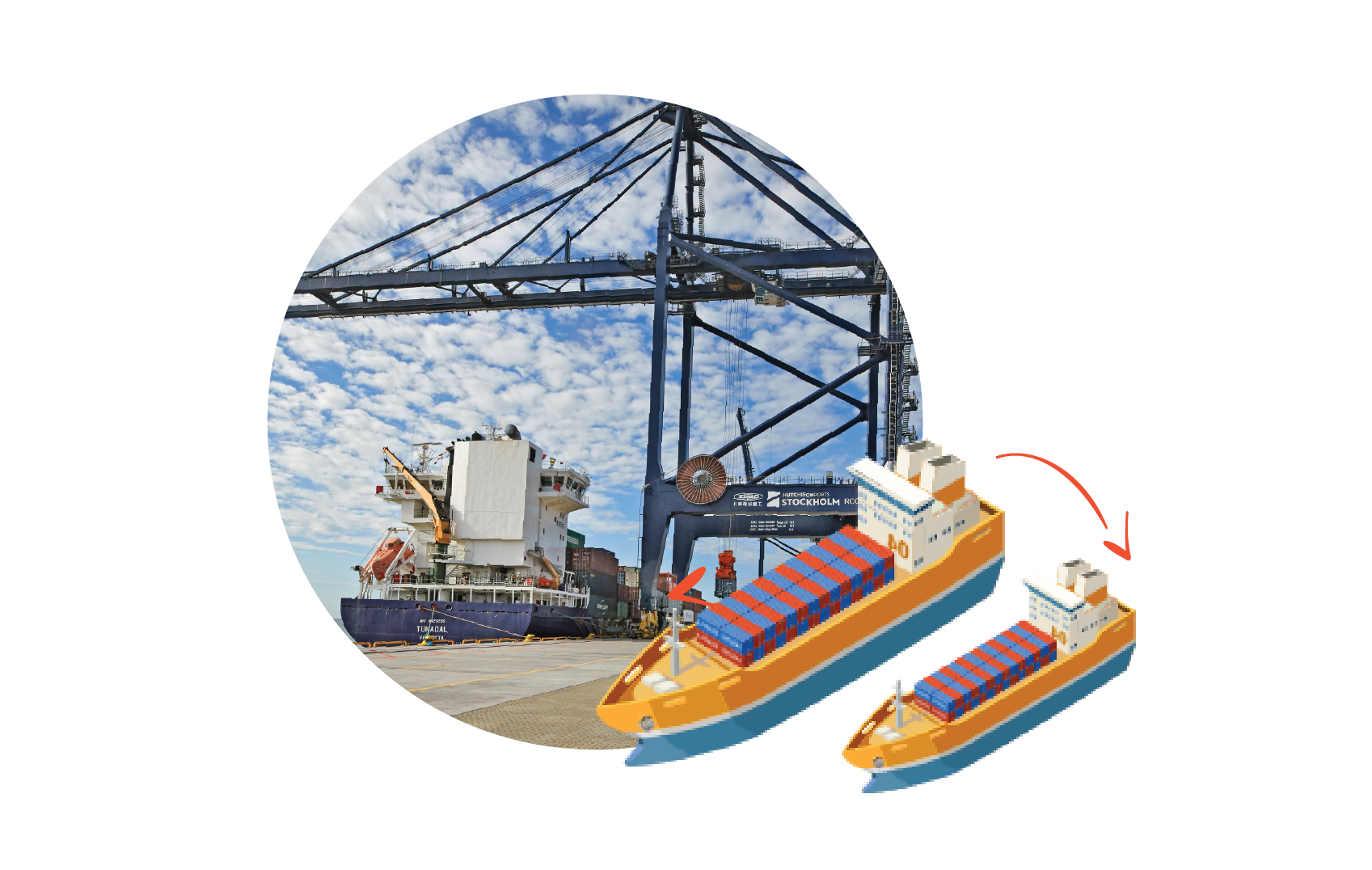 Feeder shipping container transport